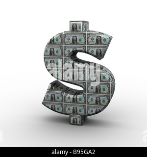 3D Dollarzeichen gemacht der 100-Dollar-Rechnungen-3D Concept Art Stockfoto