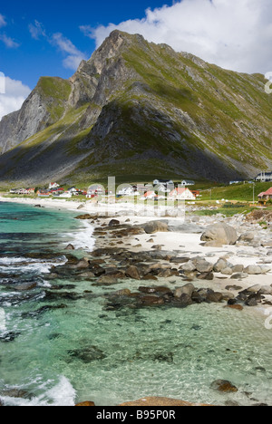 Strand in Vikten, Flakstad, Flakstadøya island, Lofoten Inseln, Nordland, Norwegen, Skandinavien, Europa Stockfoto