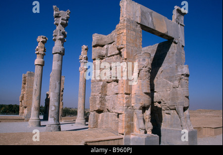 IRAN Süd Middle East Persepolis fünften Jahrhundert v. Chr. Archaemenid Schlossanlage. Tor aller Nationen. Stockfoto