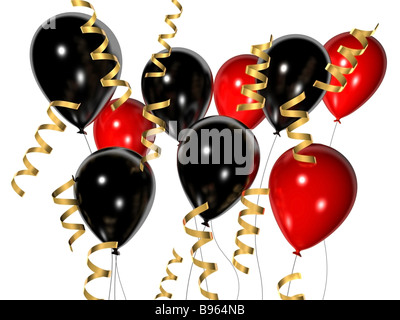 rote und schwarze Ballons Stockfoto