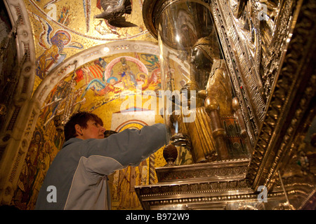 La Moreneta, Monestir de Montserrat, Kloster Berg, Spanien Stockfoto