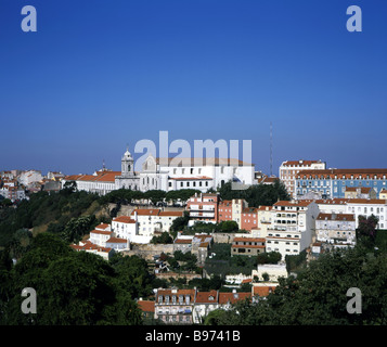 Miradouro und Igreja da Graca aus dem Castelo de Sao Jorge, Lissabon, Portugal Stockfoto