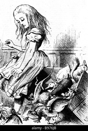 Alices Abenteuer im Wunderland aus der 1865 Erstausgabe des Buches von Lewis Carroll gezeichnet von John Tenniel Stockfoto