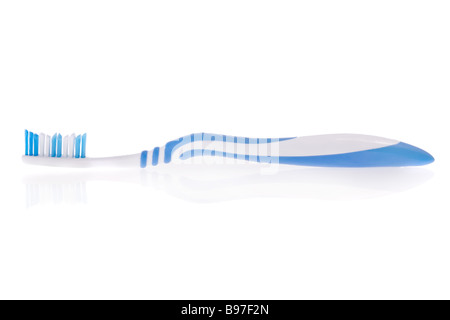 Blaue Zahnbürste isoliert auf weißem Hintergrund Stockfoto