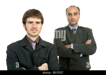 zwei Business-Männer-Porträt isoliert auf weiss Stockfoto