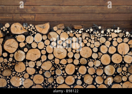 Ein Stapel von Holzfeuer Stockfoto