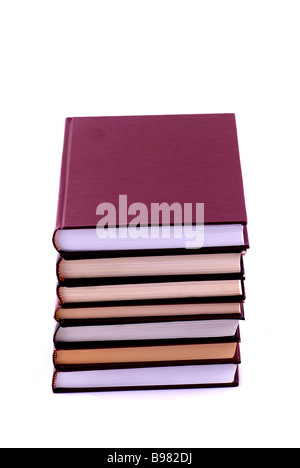 Stapel von Büchern Ausschnitt auf weißem Hintergrund Stockfoto