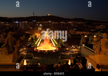 Font Magica Nacht Barcelona Spanien Stockfoto