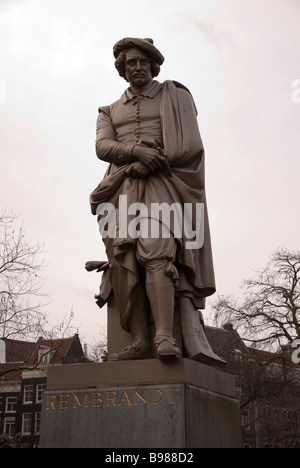 Gusseisernen Statue Rembrandt Amsterdam Stockfoto