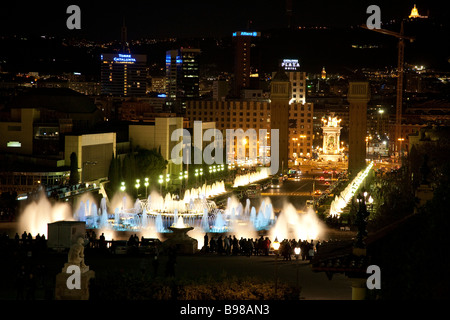Font Magica Nacht Barcelona Spanien Stockfoto