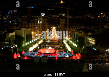 Font Magica Nacht Barcelona Spanien Stockfoto