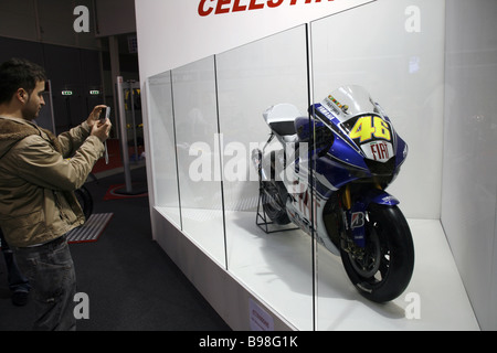 Detail der Valentino Rossis Renn Motorrad auf der motor Show in Rom Stockfoto