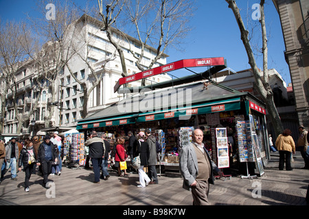 Kiosk auf der La Rambla in Barcelona Stockfoto