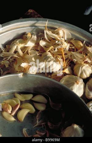 Frischer Knoblauch geschält und getrennt Stockfoto