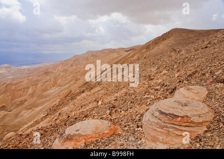 Berge von Eilat, Israel. Kalksteine (bekannt als "Kartoffeln" wegen ihrer Form), auf der Israel National Trail. Stockfoto