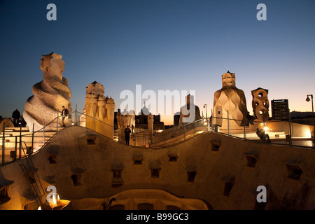 Dachterrasse, El Pis De La Pedrera, Casa Mila, Antoni Gaudi, Barcelona Stockfoto