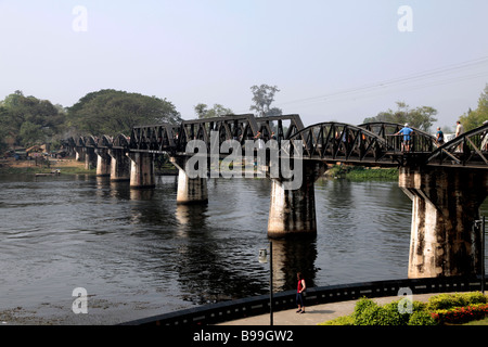 Brücke über den River Kwai in Kanchanaburi, Thailand Stockfoto