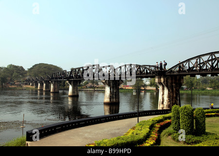 Brücke über den River Kwai in Kanchanaburi, Thailand Stockfoto