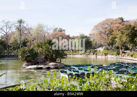 Boote und Lake Parc De La Ciutadella, Barcelona Stockfoto