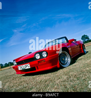 Lister Jaguar XJS Le Mans sport Cabrio 7,0 Liter V12. In einem Englischen ländliche Umgebung mit Tief blauem Himmel fotografiert. c 1989 Stockfoto