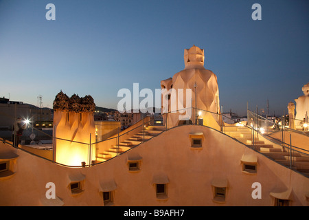 Dachterrasse, El Pis De La Pedrera, Casa Mila, Antoni Gaudi, Barcelona Stockfoto