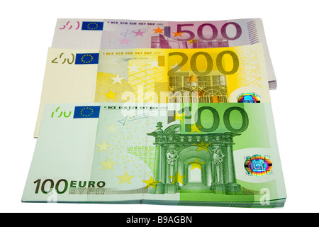 die Baum-Bundles von Euro-Banknoten mit Beschneidungspfad Stockfoto