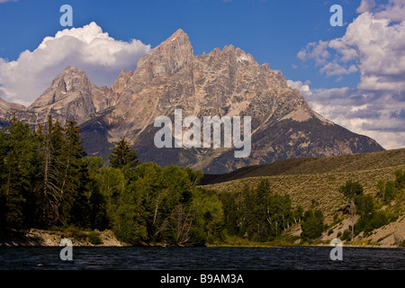 WYOMING USA Teton Berge und Snake River im Grand Teton National Park Stockfoto