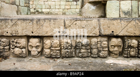 Copán, Honduras. Hieroglyphen an Tempel 22. East Court Stockfoto