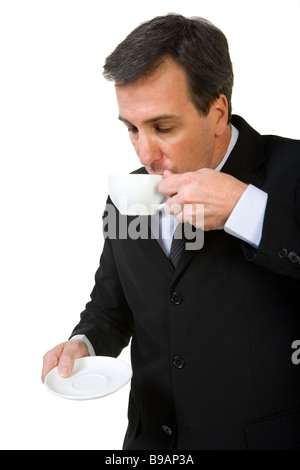 Geschäftsmann, trinken Kaffee Stockfoto