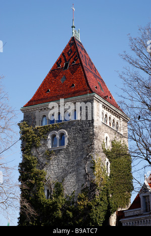 Turm der Burg von Ouchy einer alten mittelalterlichen Burg jetzt ein Hotel Ouchy südlich von der Stadt Lausanne-Schweiz Stockfoto