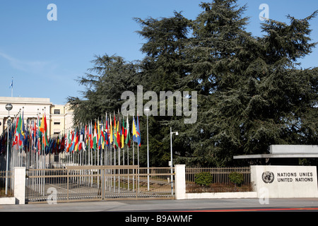 Eingang zum Palais des Nations Avenue De La Paix Hauptsitz der Vereinten Nationen Genf Schweiz Stockfoto