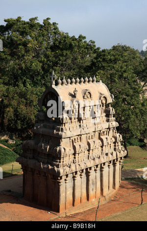 Indien-Tamil Nadu Mamallapuram Mahabalipuram Ganesh Ratha Stockfoto