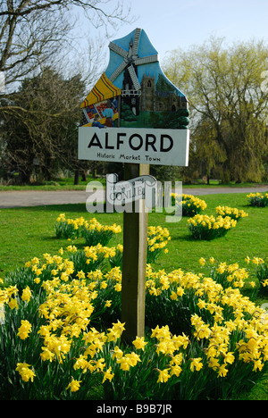 Alford Lincolnshire Markt Ortstafel. Stockfoto