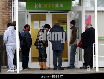 ARBEITSAMT ARBEITSLOS QUEUEING PLUS FÜR ARBEITSPLÄTZE Stockfoto