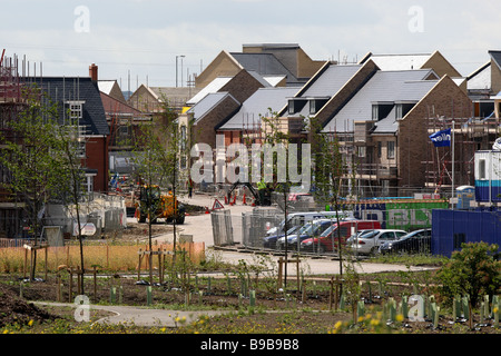 Neue Wohnsiedlung von Bauherren errichtet. Stockfoto