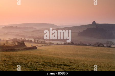 Am frühen Morgen Blick auf St. Catherines Chapel in der Nähe von Abbotsbury, Dorset Stockfoto