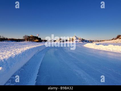 Das skating Pfad auf Ramsey See, Sudbury, Ontario Stockfoto