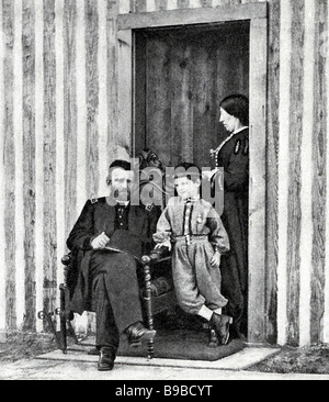 Ulysses S. Grant mit seiner Frau und seinem Sohn Stockfoto