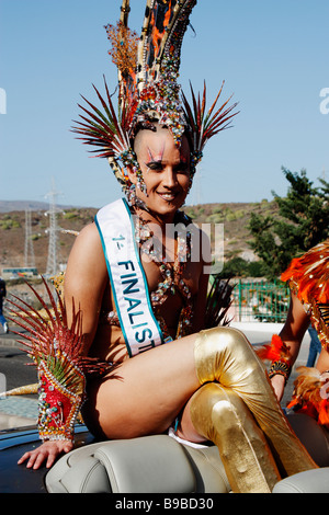 Drag Queen Wettbewerb Finalist beim Karneval von Maspalomas auf Gran Canaria auf den Kanarischen Inseln Stockfoto