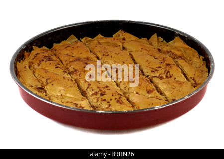 Baklava in die Verarbeitung der Vorbereitung frisch gebacken Stockfoto