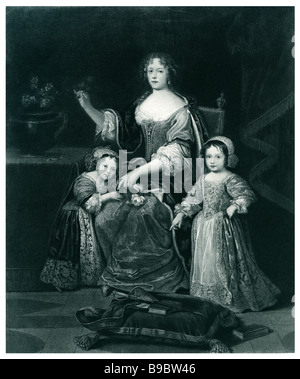 Henrietta Anne von England Herzogin von Orléans und ihre beiden Töchter 1644 1670 Stockfoto