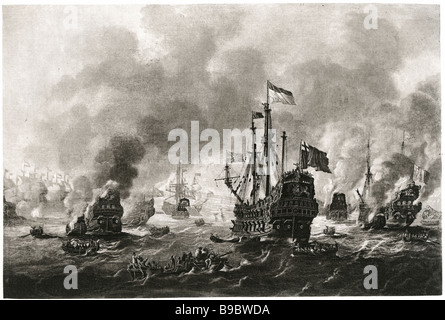 Die Schlacht von Chatham Katastrophe 1667 niederländischen englische Marine Schiff Anglo-niederländischen Krieg Stockfoto