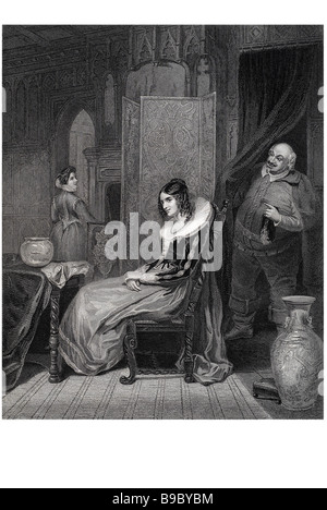 Seite "Falstaff und Anne" die lustigen Weiber von Windsor die lustigen Weiber von Windsor ist eine Komödie von William Shakespeare, zuerst veröffentlicht Stockfoto