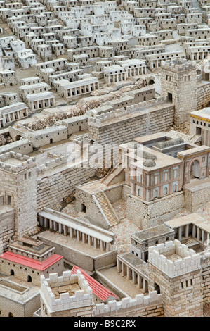 Modell von Jerusalem wie es war vor der Zerstörung durch die Römer im Jahr 66 CE auf dem Campus der Israel Museum in Jerusalem gelegt Stockfoto