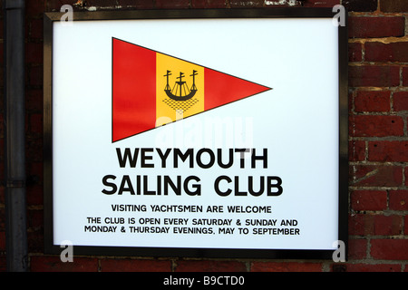 Weymouth sailing Club Hauszeichen Stockfoto