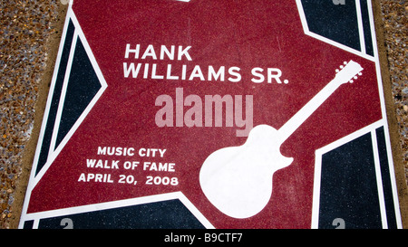 Music City Walk of Fame Hank Williams Sr. Sterne Steinplatte Nashville Tennessee USA Stockfoto