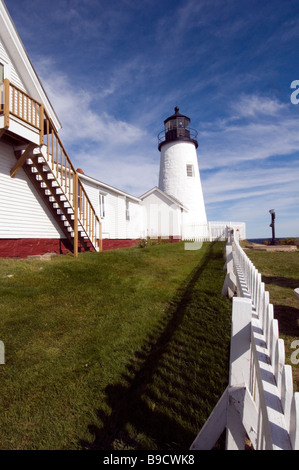 Zerklüftete Küste Maines: Pemaquid Point Lighthouse, Bristol, Maine Stockfoto