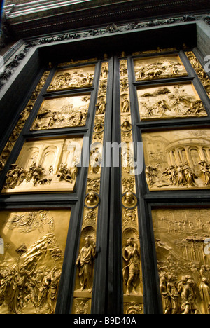 Ost-Türen des Bapistry von Lorenzo Ghiberti in Florenz Italien Stockfoto