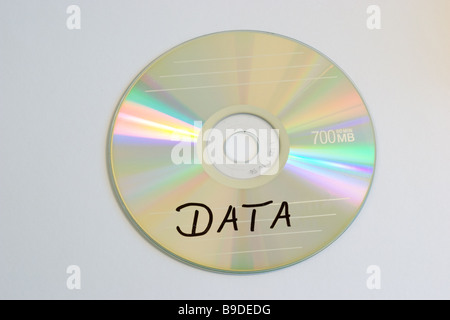 Symbol-Bild-Daten-CD mit der beschrifteten Daten Stockfoto