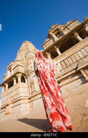 Niedrigen Winkel Ansicht eines Tempels, Kumbha Shyam Tempel, Chittorgarh, Rajasthan, Indien Stockfoto